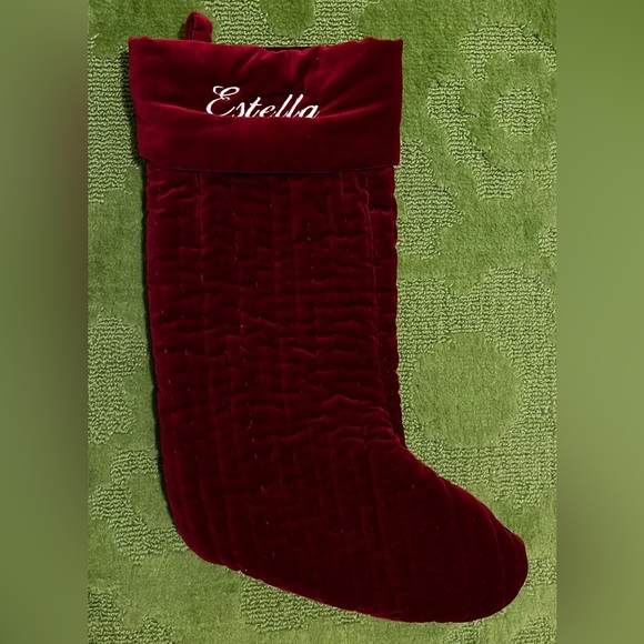 Pottery Barn Channel Quilted Velvet Stocking- Estella EUC - Picture 2 of 5